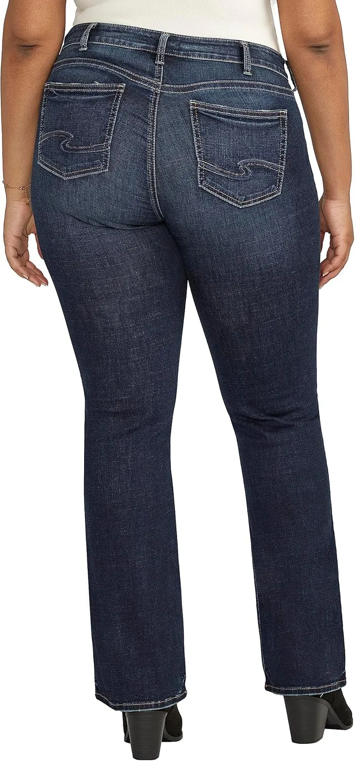 Silver Jeans Co. Women's Plus Size Elyse Mid Rise Comfort Fit Slim Bootcut Jeans