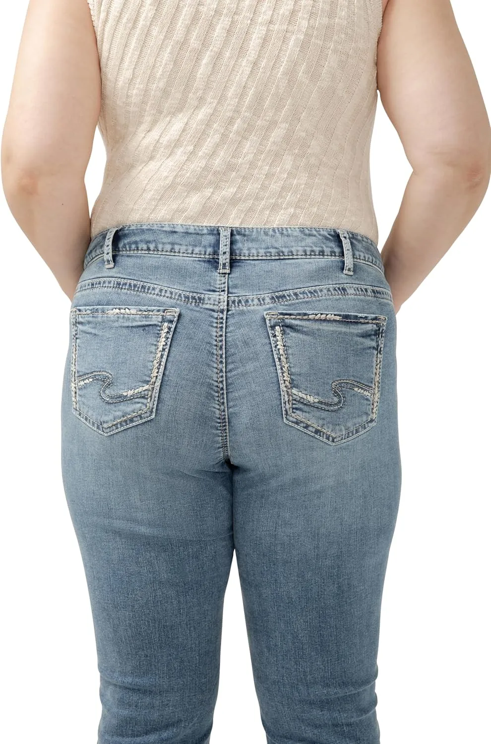 Silver Jeans Co. Women's Plus Size Elyse Mid Rise Comfort Fit Slim Bootcut Jeans