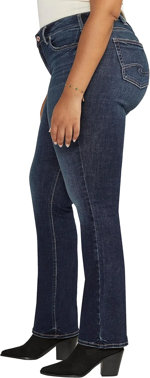 Silver Jeans Co. Women's Plus Size Elyse Mid Rise Comfort Fit Slim Bootcut Jeans