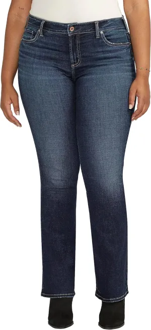 Silver Jeans Co. Women's Plus Size Elyse Mid Rise Comfort Fit Slim Bootcut Jeans