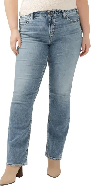 Silver Jeans Co. Women's Plus Size Elyse Mid Rise Comfort Fit Slim Bootcut Jeans