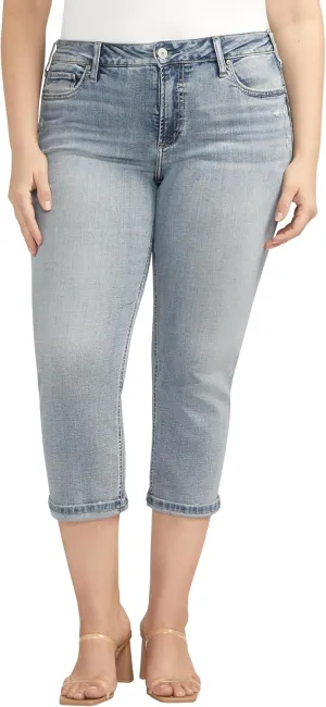 Silver Jeans Co. Women's Plus Size Suki Mid Rise Curvy Fit Capri Jeans