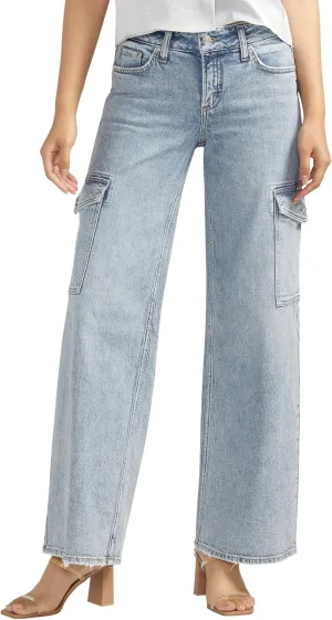 Silver Jeans Co. Women's Suki Mid Rise Curvy Fit Flare Leg Jeans