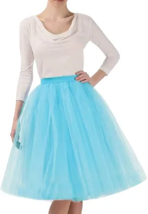 Skirts for Women 2025 Trendy Solid Mesh Skirt Knee Length Pleated Skirt Prom Party Performance Midi Skirt Fairy Skirt