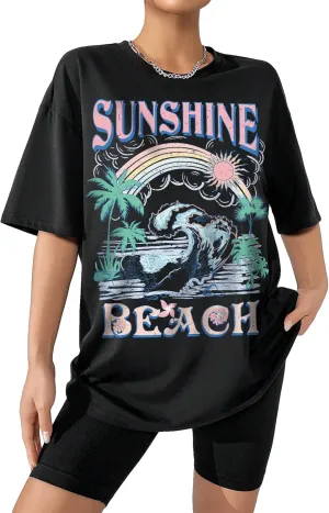 SOLY HUX Women's Graphic Tees Cute Print Short Sleeve Tee Preppy Clothes Casual Vintage Summer Oversized T Shirt Top
