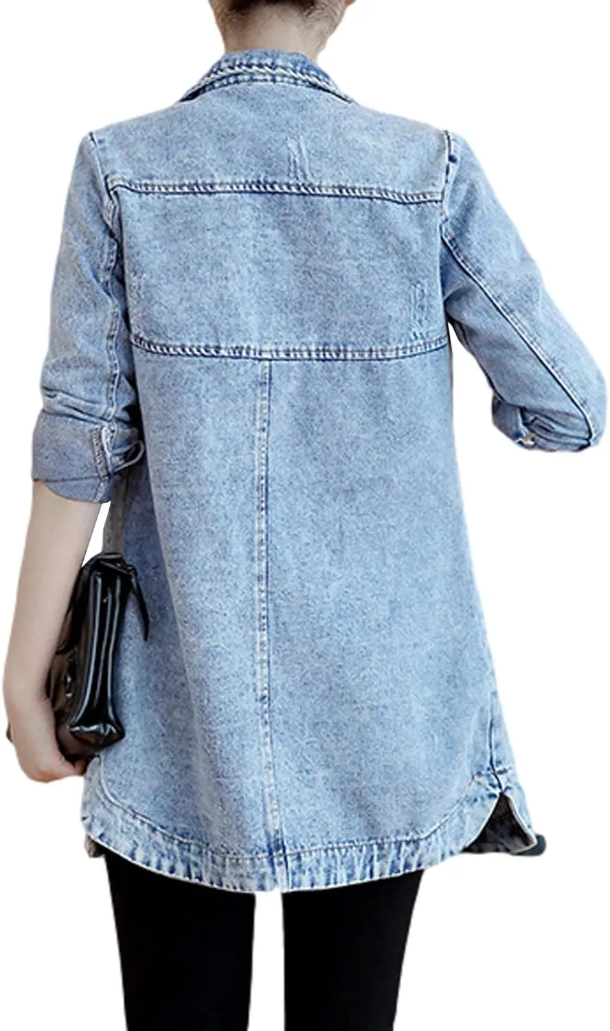 SOMTHRON Women's Distressed Denim Jeans Outfits Coat Spring Fall Retro Jeans Long Outerwear Denim Jacket
