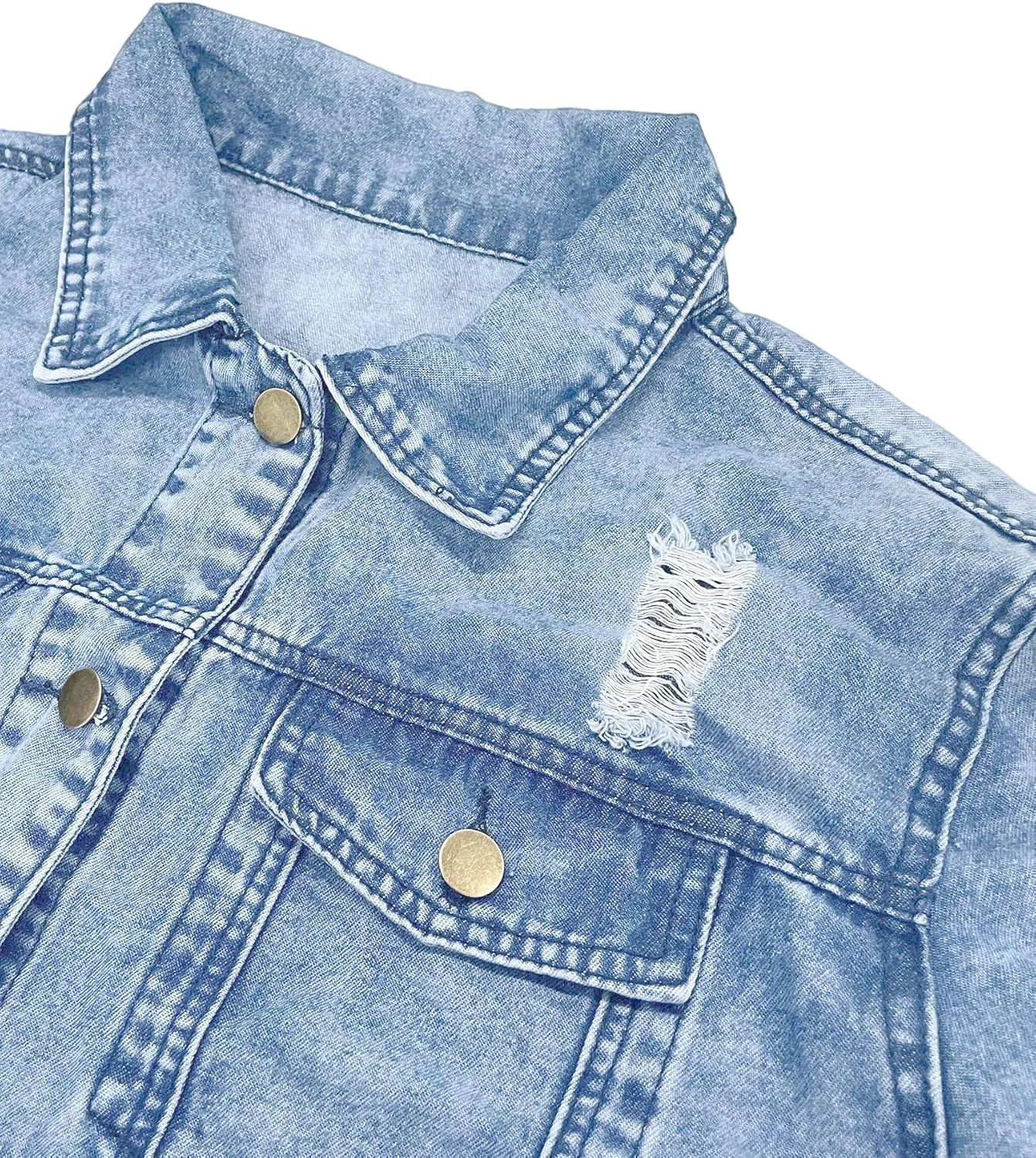 SOMTHRON Women's Distressed Denim Jeans Outfits Coat Spring Fall Ripped Jeans Outerwear Denim Jacket