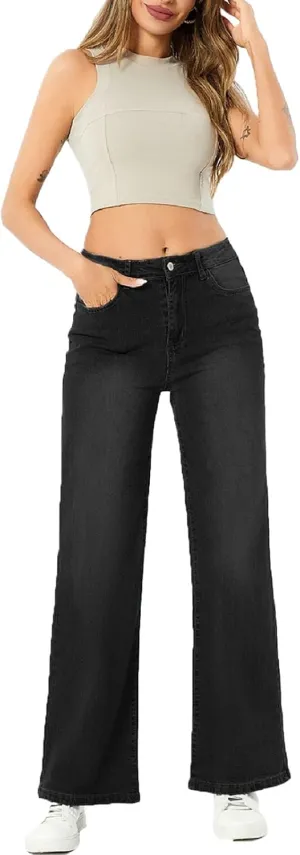 SperLucky Jeans for Women High Waisted Straight Leg Stretchy Jeans Loose Wide Leg Denim Pants