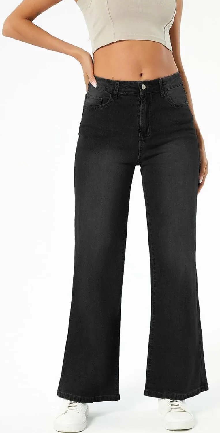SperLucky Jeans for Women High Waisted Straight Leg Stretchy Jeans Loose Wide Leg Denim Pants