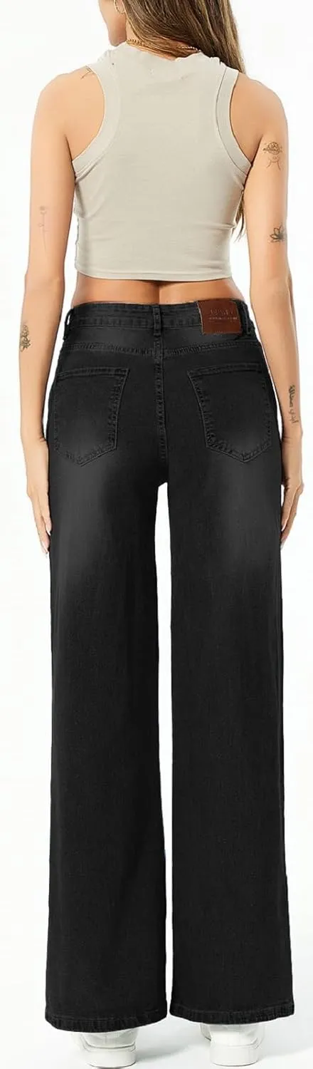 SperLucky Jeans for Women High Waisted Straight Leg Stretchy Jeans Loose Wide Leg Denim Pants