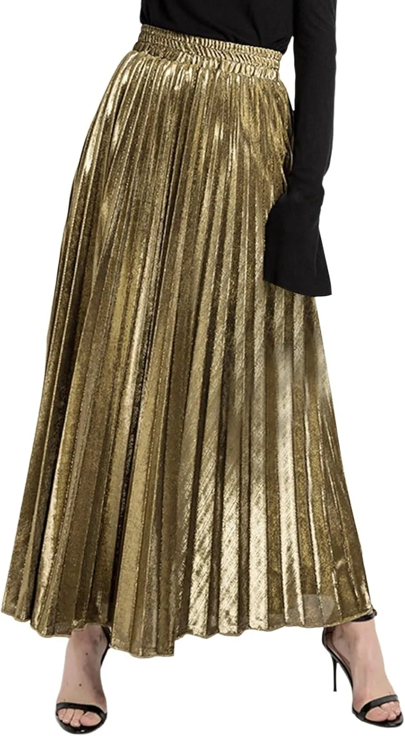 Spring and Summer New Pleated Skirt Long Skirt European and Large Size High Waist Big Swing Midi Skirt with Side