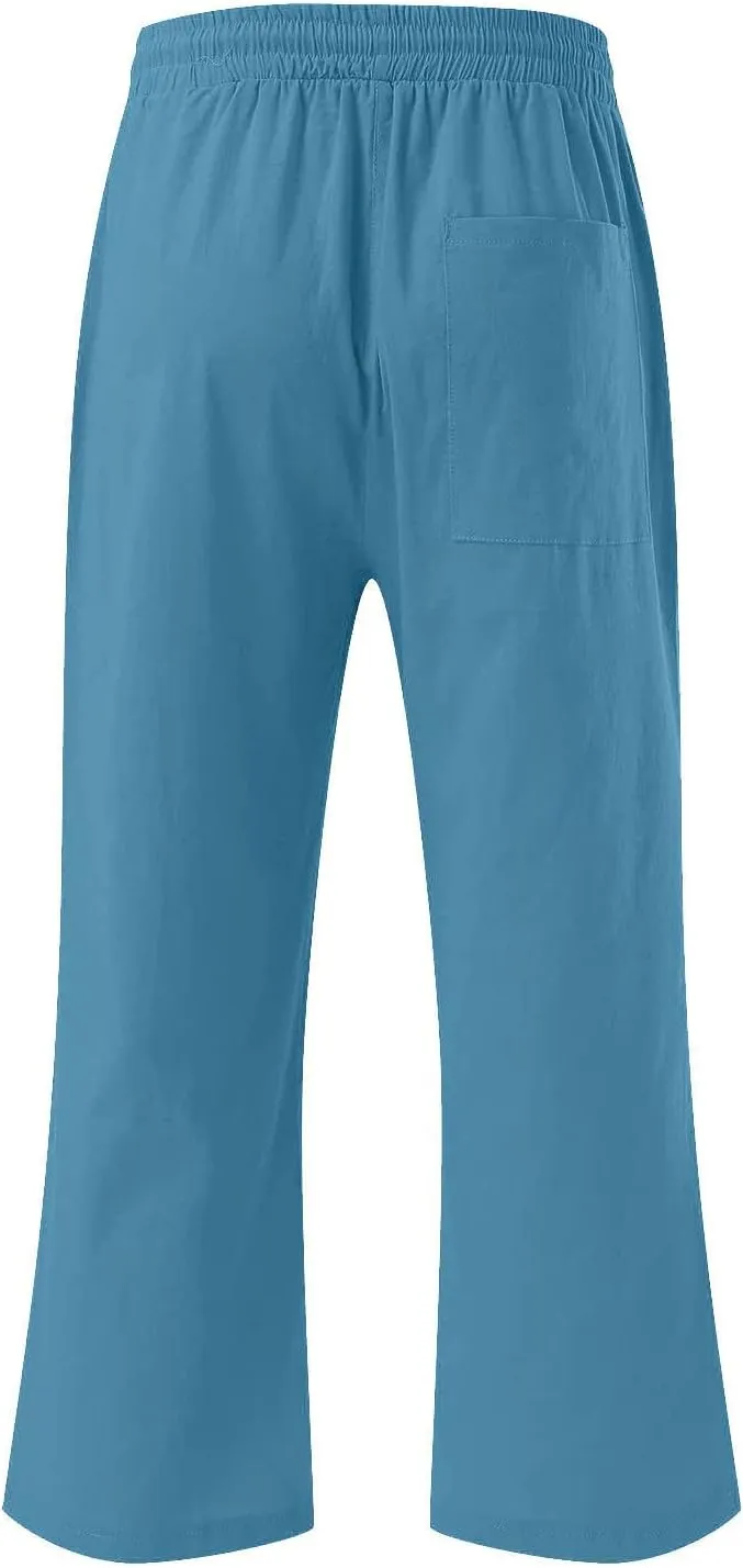 TARIENDY Capri Pants for Women Casual Summer Comfy Capris Drawstring Elastic High Waisted Pants Wide Leg Cropped Trouser
