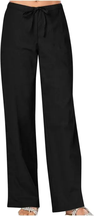 TARIENDY Wide Leg Pants Woman Casual Summer High Waisted Trousers Drawstring Elastic Lounge Beach Vacation Outfits 2025