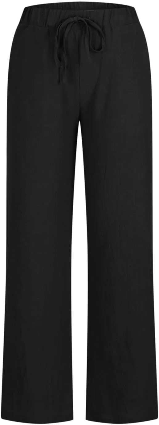 TARIENDY Wide Leg Pants Woman Casual Summer High Waisted Trousers Drawstring Elastic Lounge Beach Vacation Outfits 2025