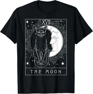 Tarot Card Crescent Moon And Cat Graphic T-Shirt