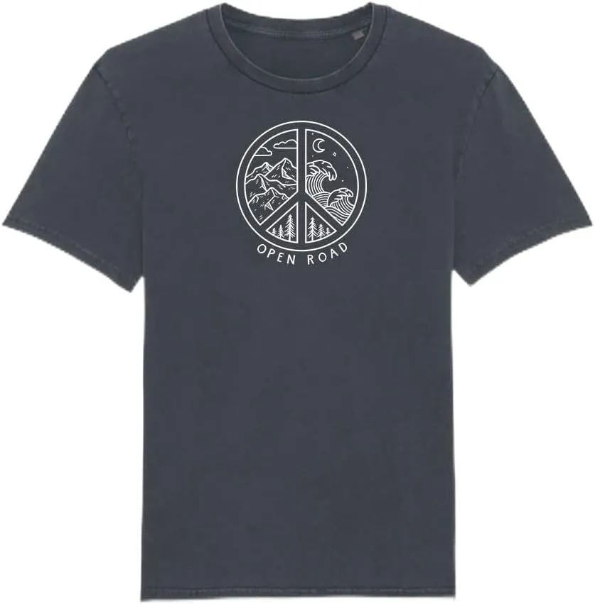 Tim Janis Open Road Eco-Peace T-Shirt for Men and Women - 100% Organic Ringspun Combed Cotton - Black