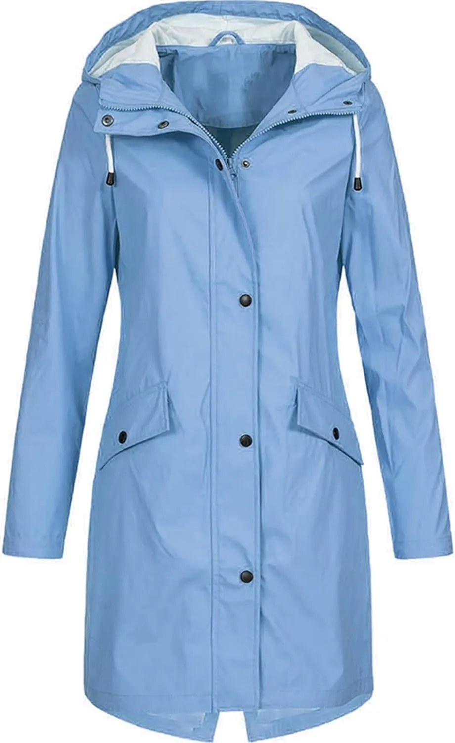 TIMIFIS Raincoats for Women with Hood Waterproof Lightweight Long Trench Coats Casual Rain Jackets Windbreaker with Pocket