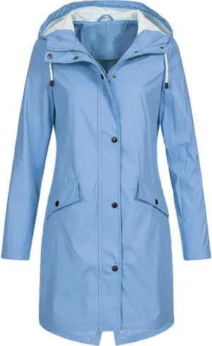 TIMIFIS Raincoats for Women with Hood Waterproof Lightweight Long Trench Coats Casual Rain Jackets Windbreaker with Pocket