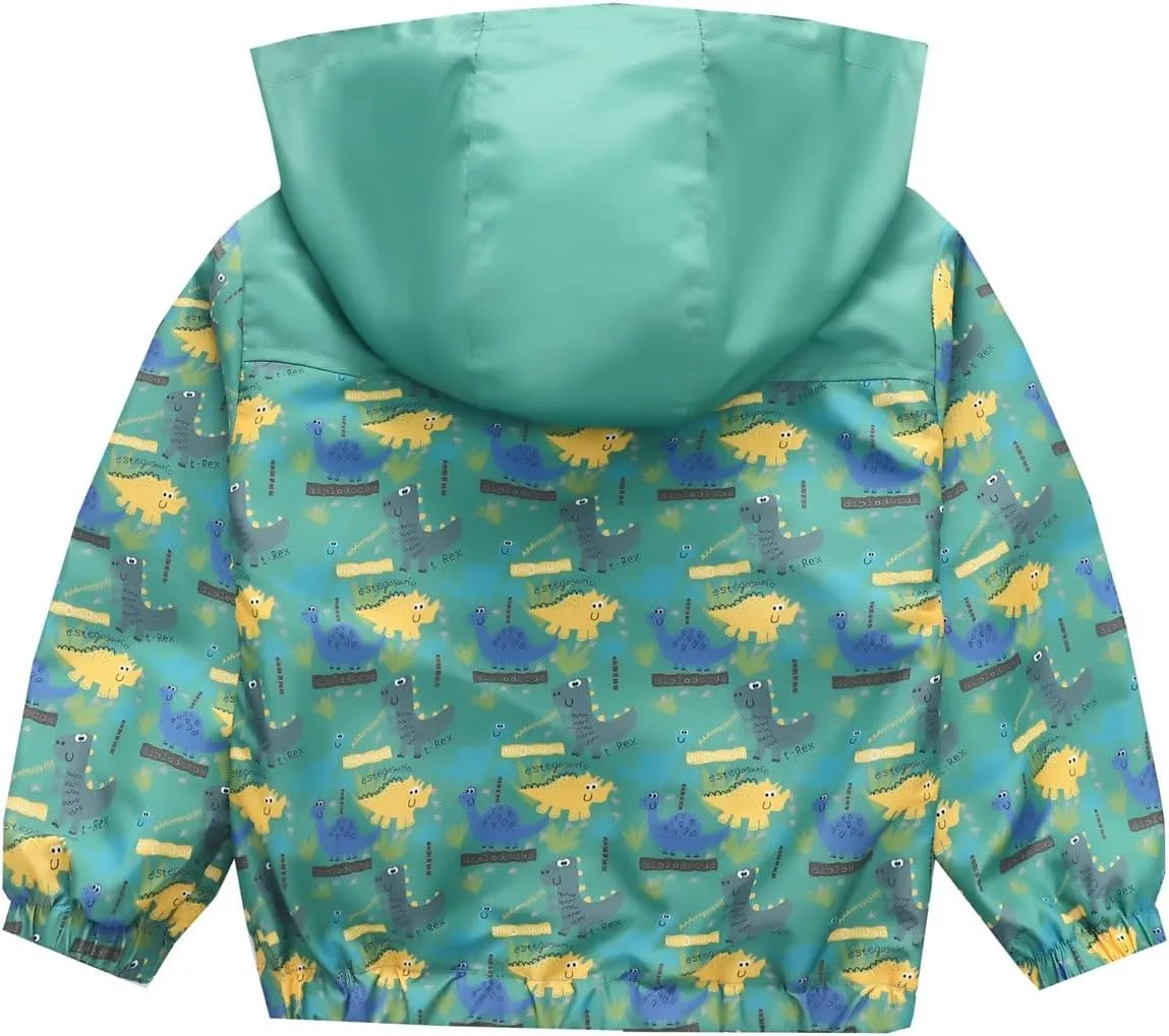 Toddler Boy Girl artoon Zip Jacket Hooded Trench Windproof Lightweight Kid Coat Windbreaker Casual Outerwear