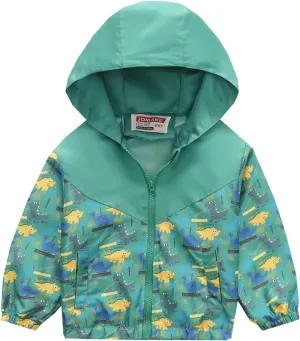 Toddler Boy Girl artoon Zip Jacket Hooded Trench Windproof Lightweight Kid Coat Windbreaker Casual Outerwear