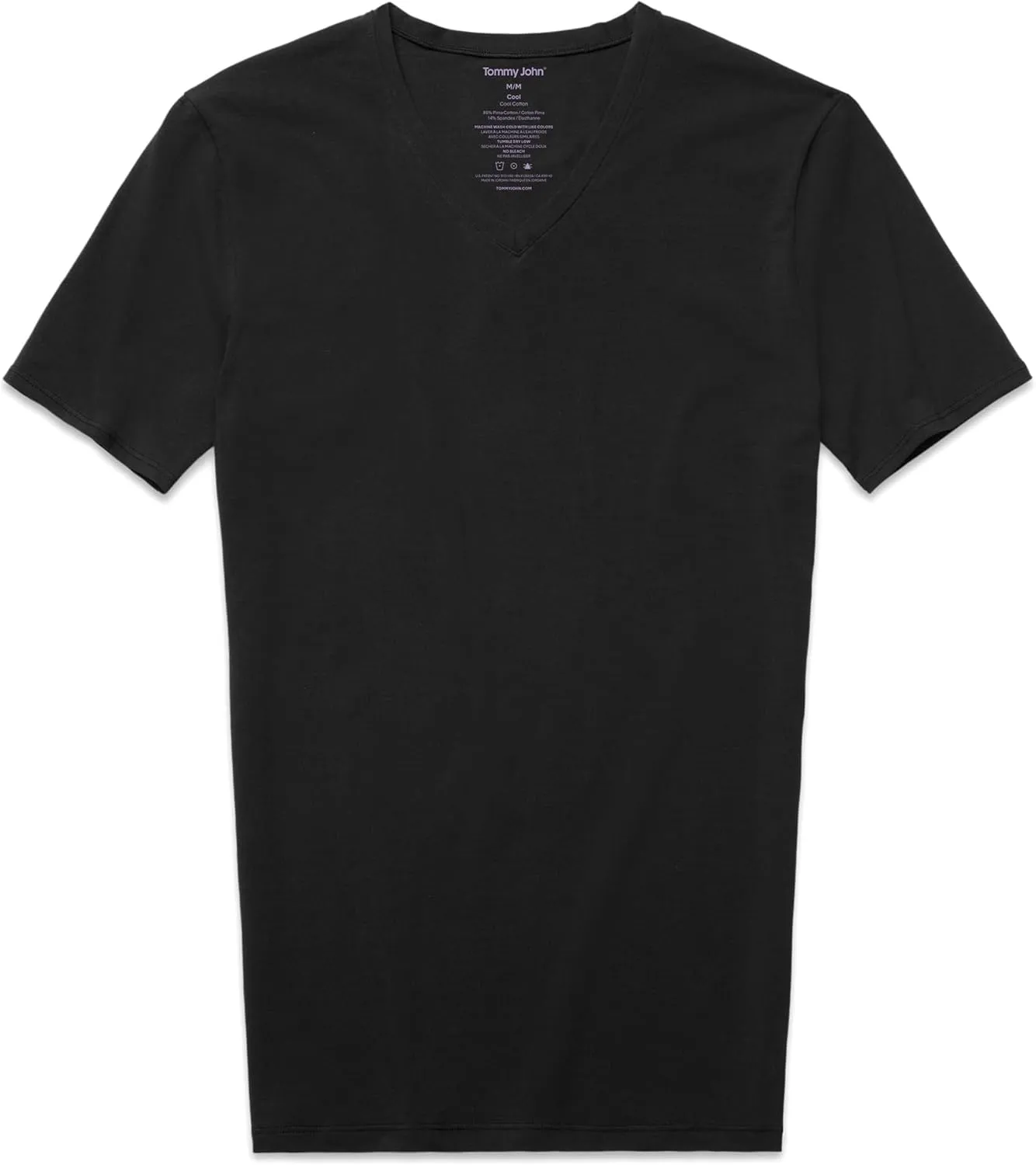 Tommy John Men's Supima Cool Cotton 2.0 High V Neck T-Shirt, Stay Tuck Design, Soft Stretch Fabric, Short Sleeve Comfort Fit