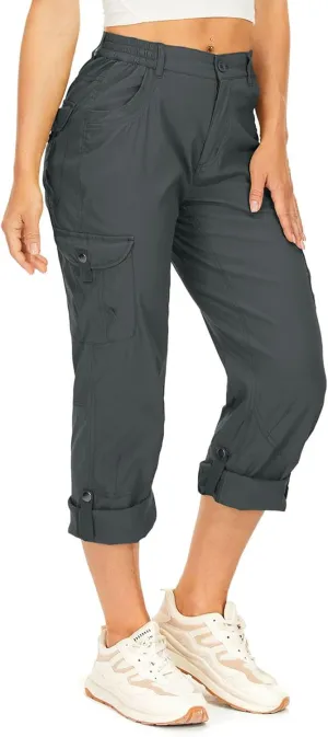 Toomett Women's Hiking Cargo Pants convertible Quick Dry UPF50  Waterproof capri Fishing Safari Travel Pants