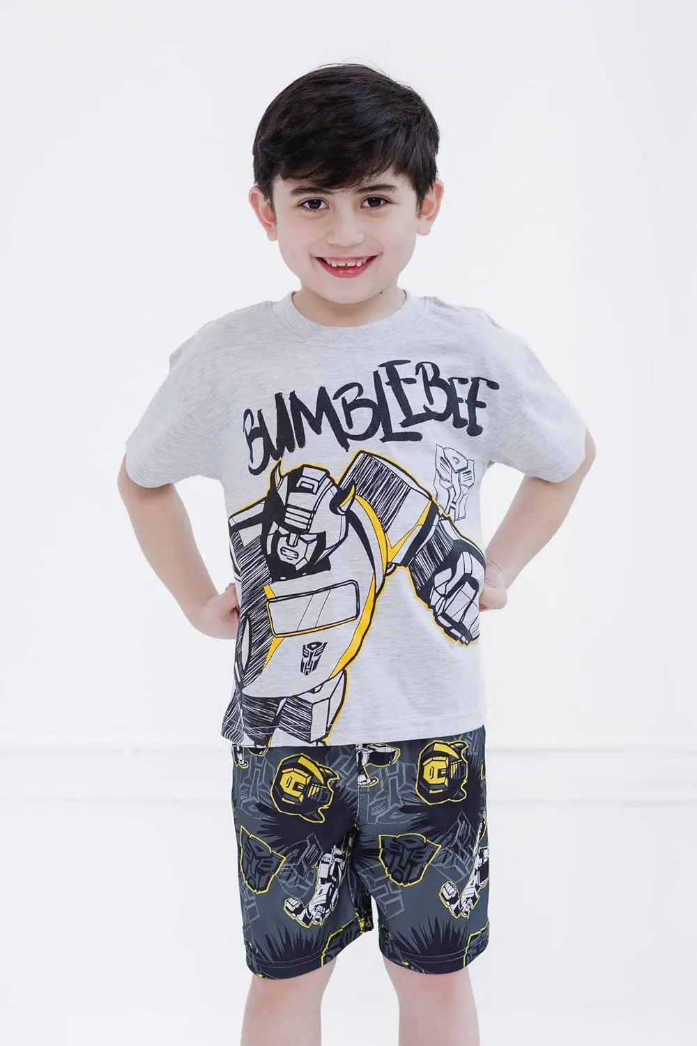 Transformers Bumblebee Optimus Prime Graphic T-Shirt & Mesh Shorts Outfit Set Toddler to Big Kid