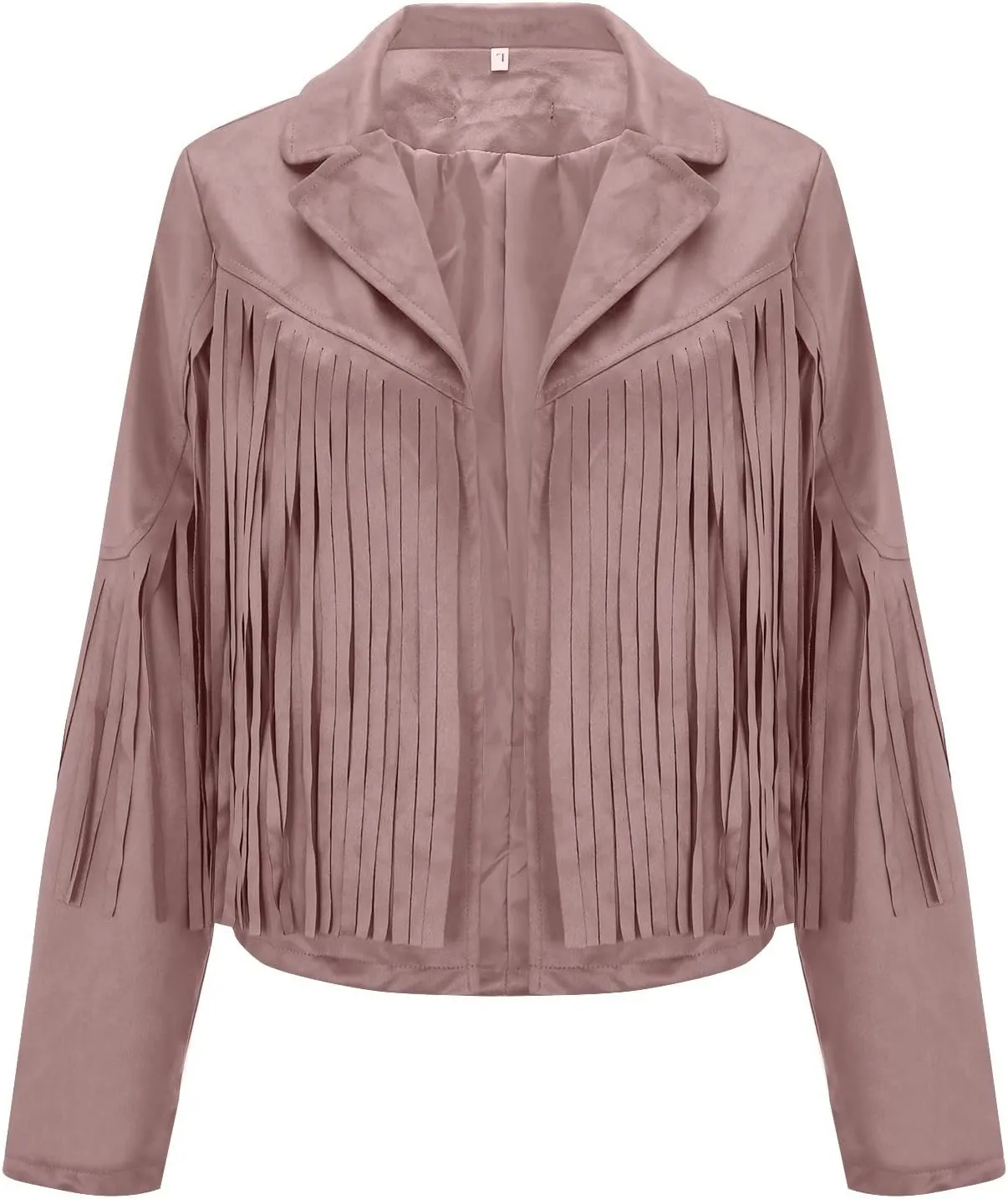 Trendy Fringe Coat for Women Faux Suede Leather Jackets Cowboy Style Coats Long Sleeve Tassels Cardigan Coat