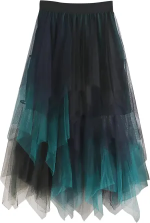 Tulle Skirts for Women High Waisted Tiered A Line Mesh Tutu Skirt Summer Loose Midi Fairy Skirt Festival Party Clubwear 2024