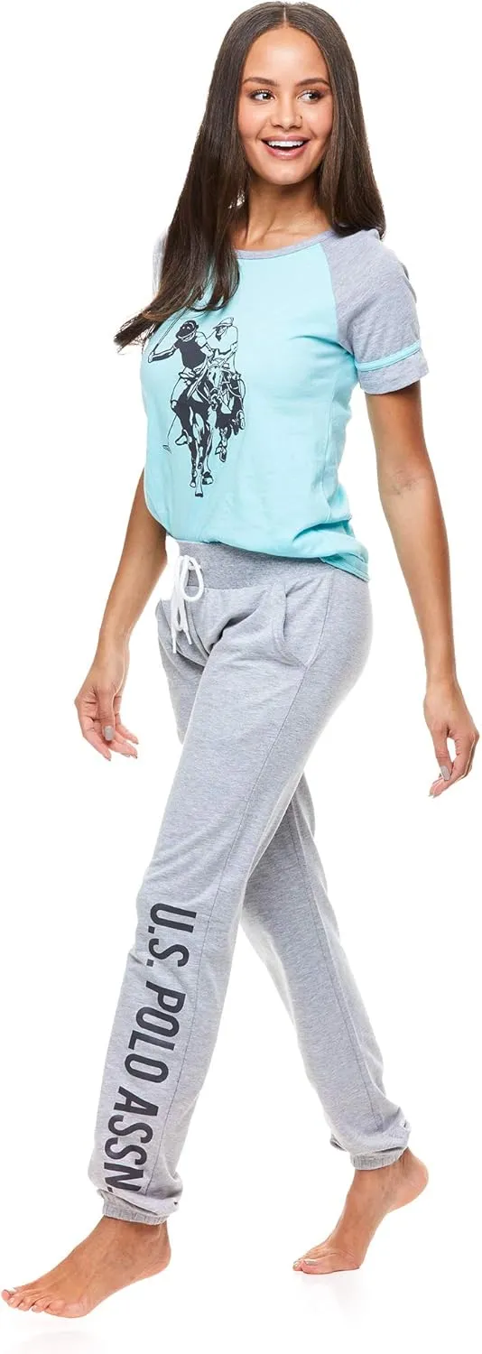U.S. Polo Assn. Womens Pajama Set - Short Sleeve Shirt and Pajama Pants Sleepwear and Lounge Sets for Women