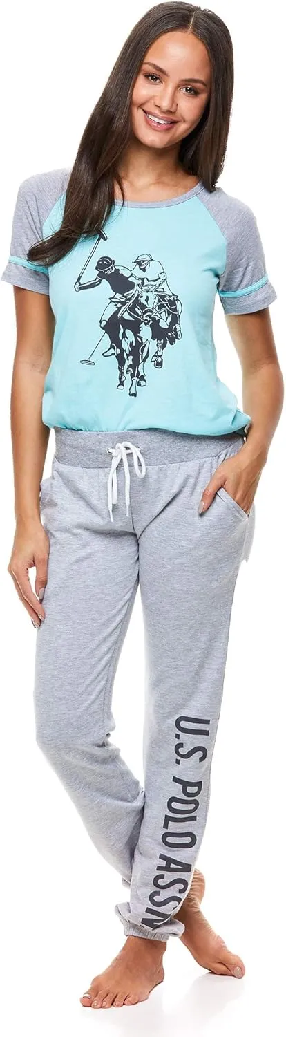 U.S. Polo Assn. Womens Pajama Set - Short Sleeve Shirt and Pajama Pants Sleepwear and Lounge Sets for Women