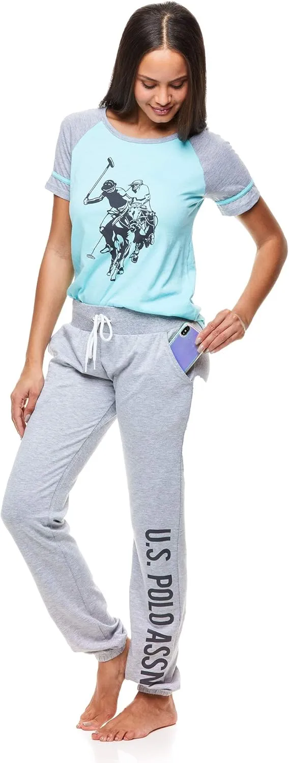 U.S. Polo Assn. Womens Pajama Set - Short Sleeve Shirt and Pajama Pants Sleepwear and Lounge Sets for Women