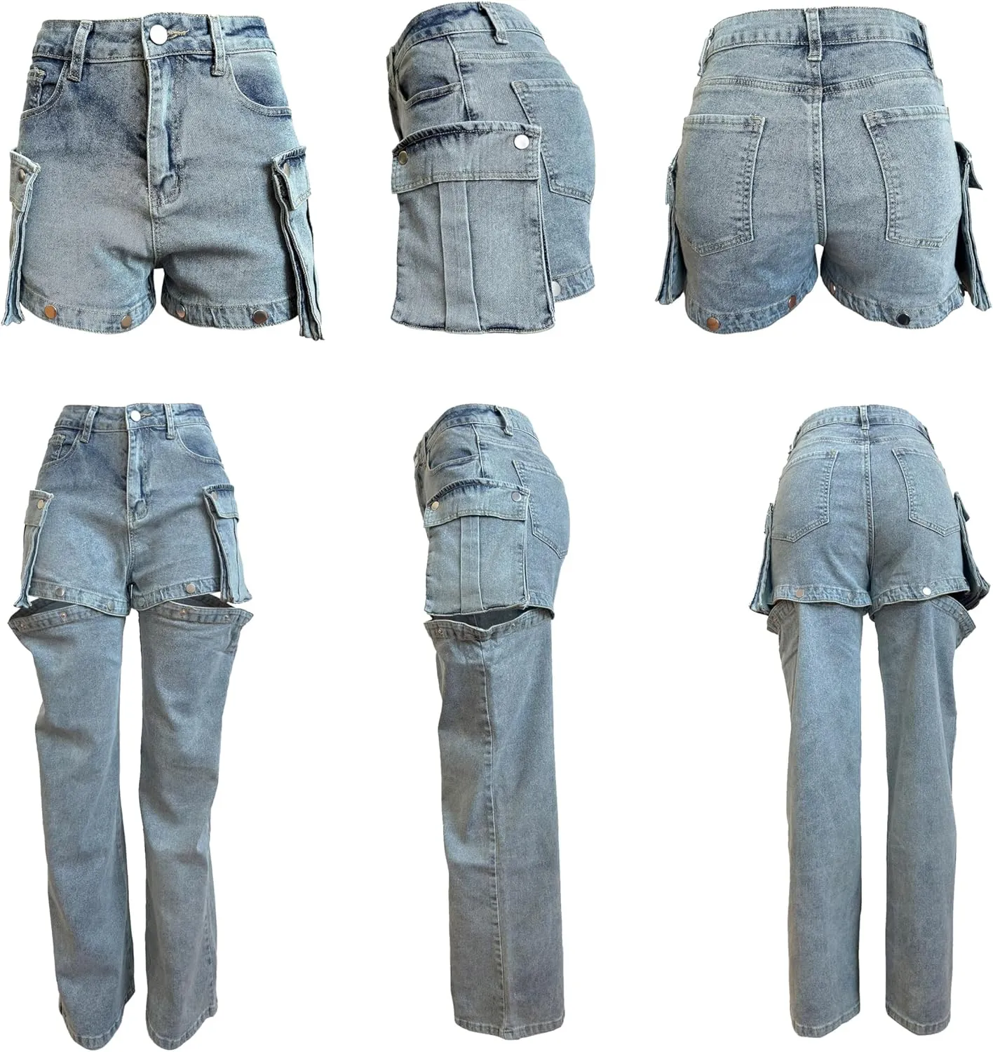 Vakkest Bell Bottom Jeans for Women Flare Jeans High Waist Bootcut Plus Size Ripped Hole Jeans Denim Leggings Pants
