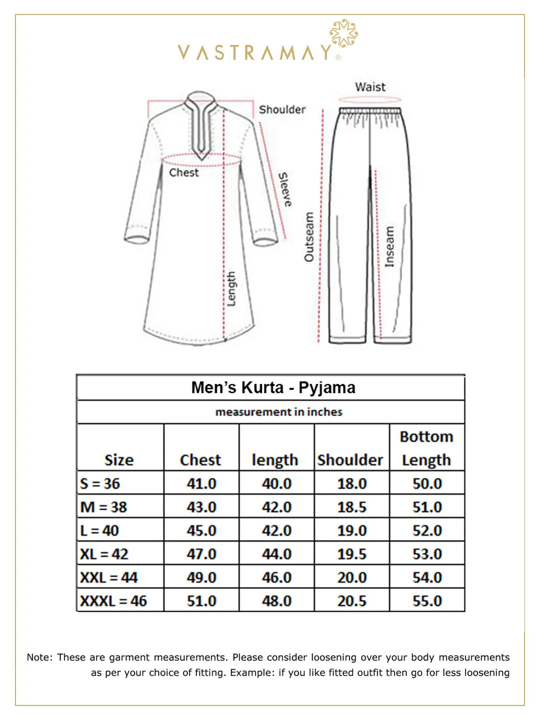 VASTRAMAY Men's Copper Kurta Churidar Set