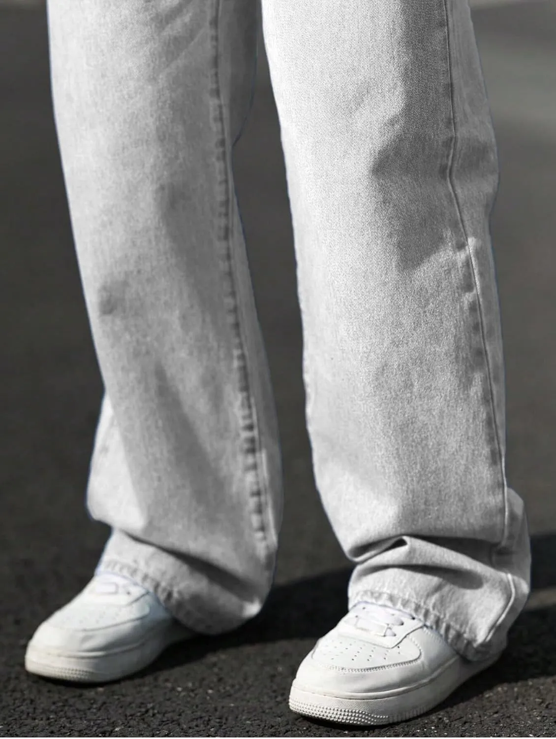 Verdusa Men's High Waist Loose Jeans Baggy Straight Leg Denim Pants Trousers