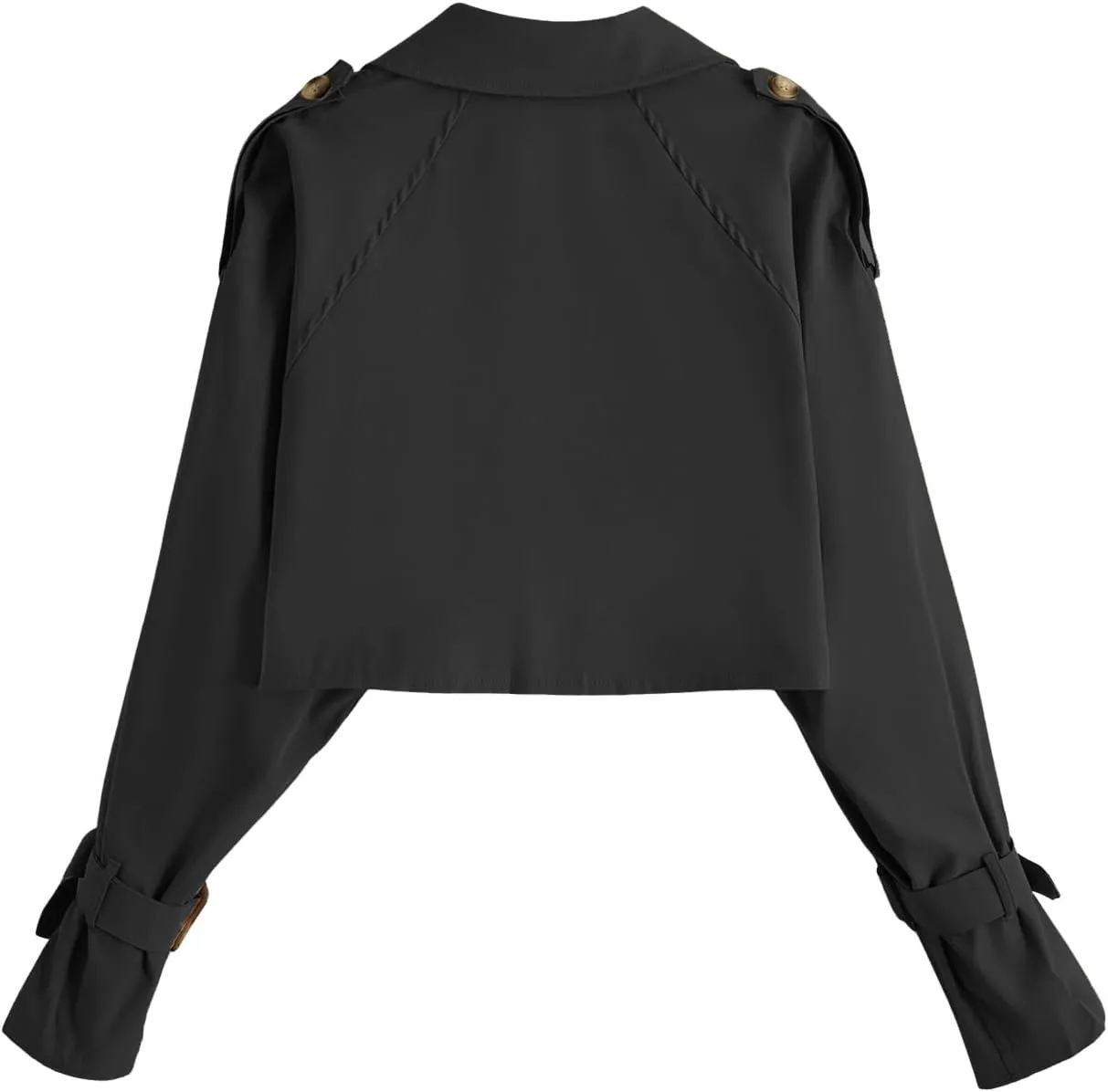 Verdusa Women's Button Front Buckle Raglan Sleeve Crop Jacket Trench Coat