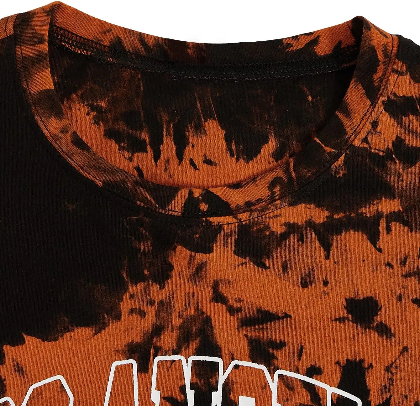 WDIRARA Men's Tie Dye Letter City Print Short Sleeve Tee Casual Round Neck T Shirt