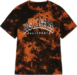 WDIRARA Men's Tie Dye Letter City Print Short Sleeve Tee Casual Round Neck T Shirt