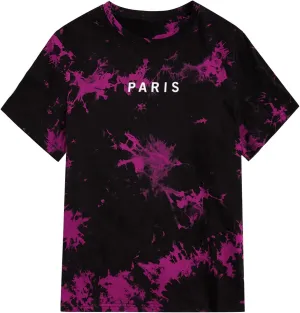 WDIRARA Men's Tie Dye Letter City Print Short Sleeve Tee Casual Round Neck T Shirt