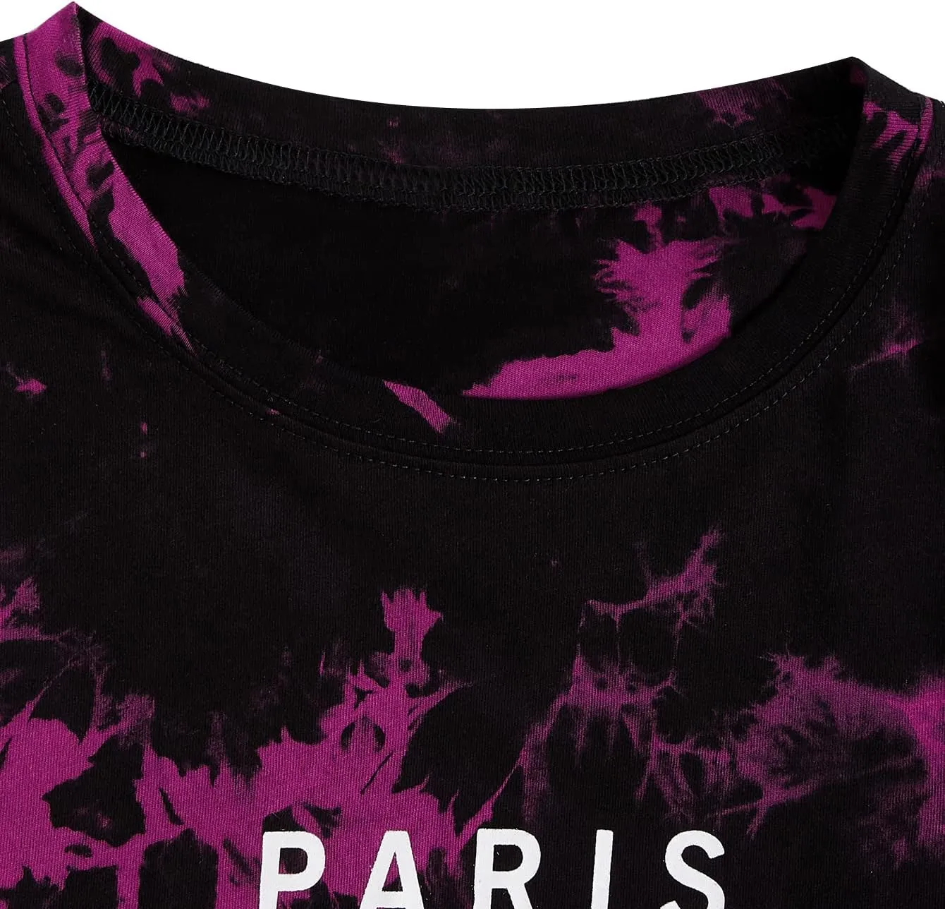 WDIRARA Men's Tie Dye Letter City Print Short Sleeve Tee Casual Round Neck T Shirt