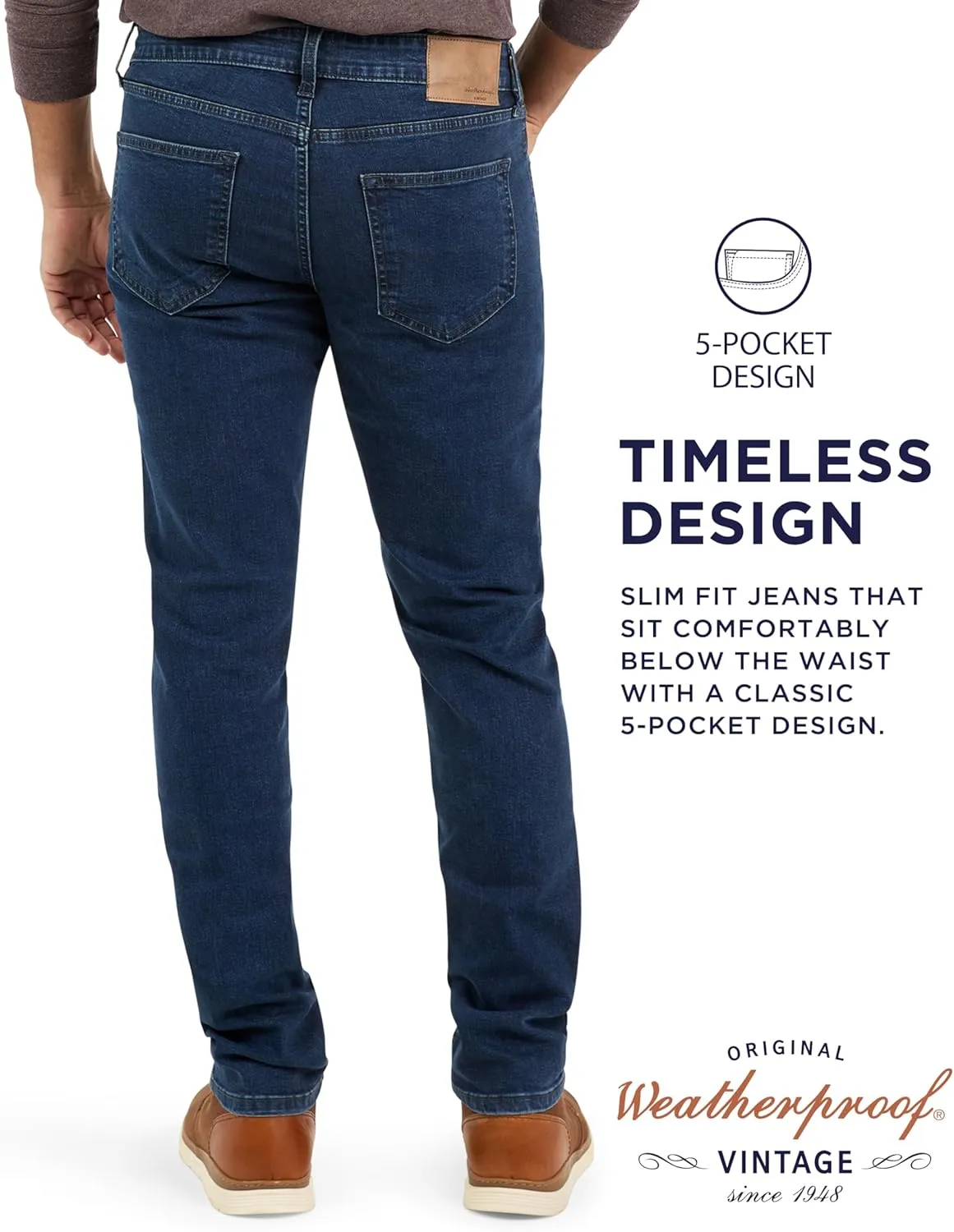 Weatherproof Vintage Mens Jeans Slim Fit - Super-Soft Slim Fit Jeans for Men | Men's Stretch Jean