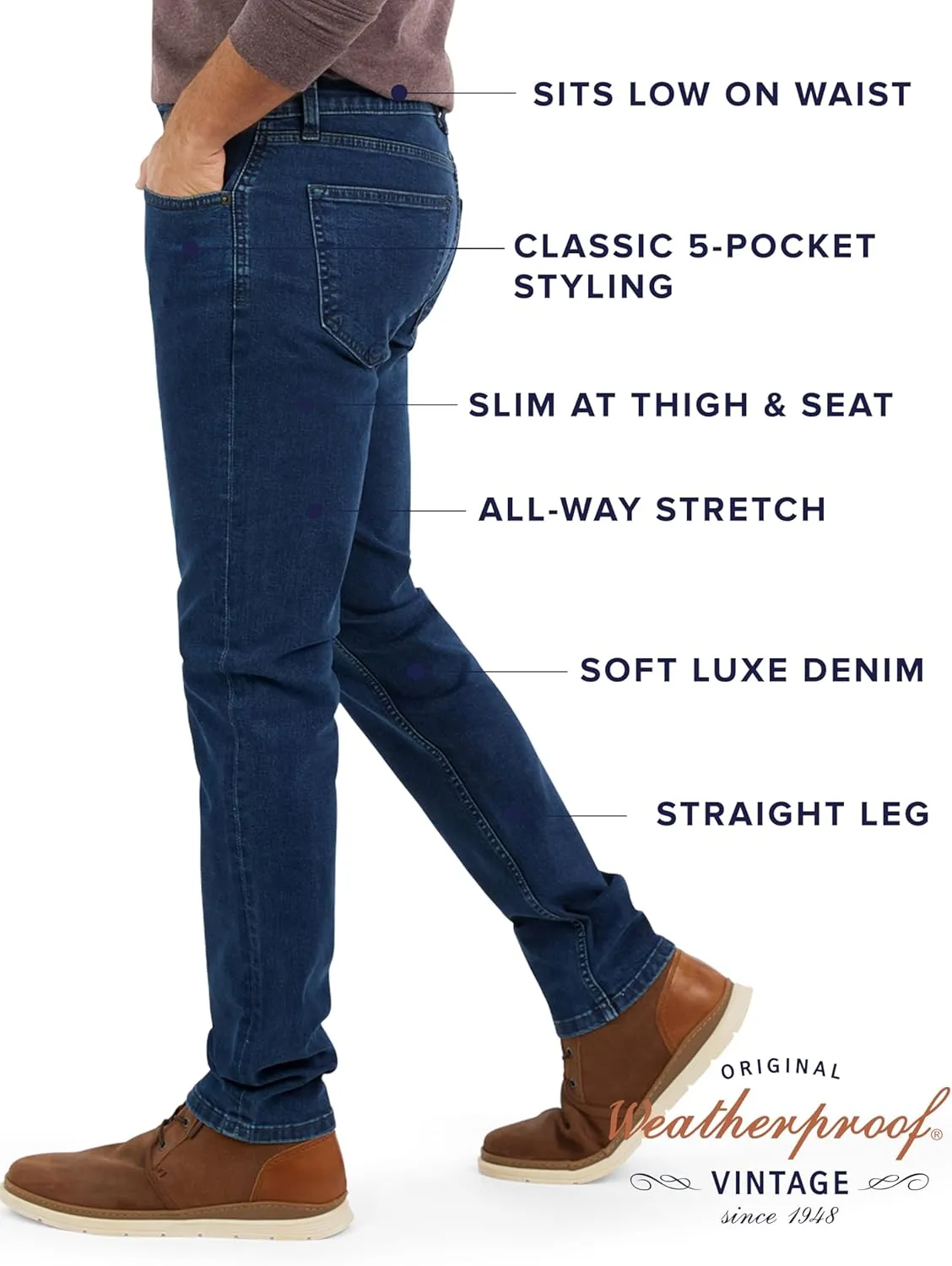 Weatherproof Vintage Mens Jeans Slim Fit - Super-Soft Slim Fit Jeans for Men | Men's Stretch Jean