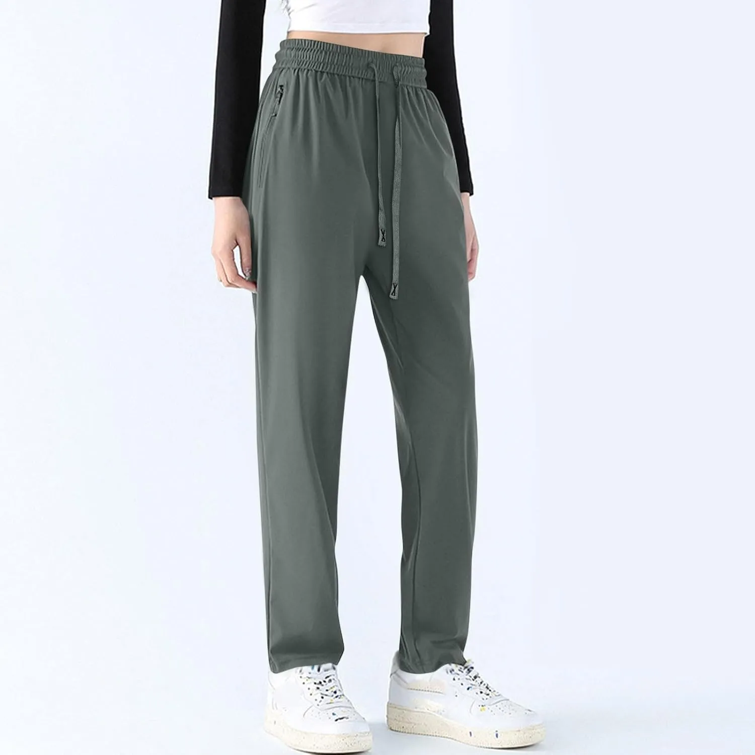 White Pants Women Plus Size, Womens Pants Trendy Linen Cotton Low Rise Trousers Work Straight Leg Summer