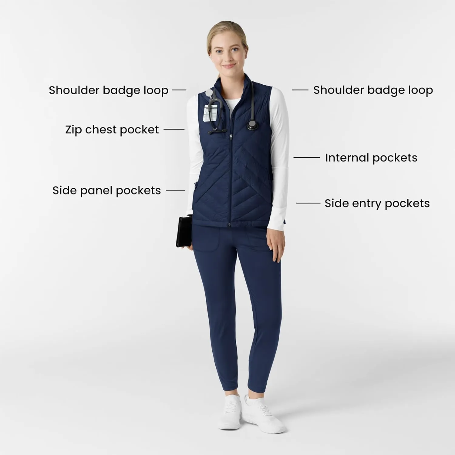 WINK Women's Quilted Scrub Vest