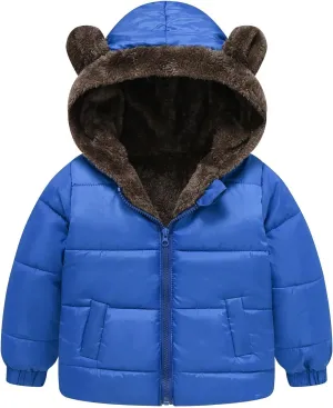 Winter Coats Boys 8 Boys and Girls Middle Children Solid Color Ears Cute Pocket Short Cotton Padded 5t Fall Jacket Boys