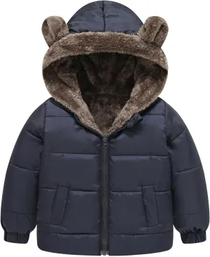 Winter Coats Boys 8 Boys and Girls Middle Children Solid Color Ears Cute Pocket Short Cotton Padded 5t Fall Jacket Boys