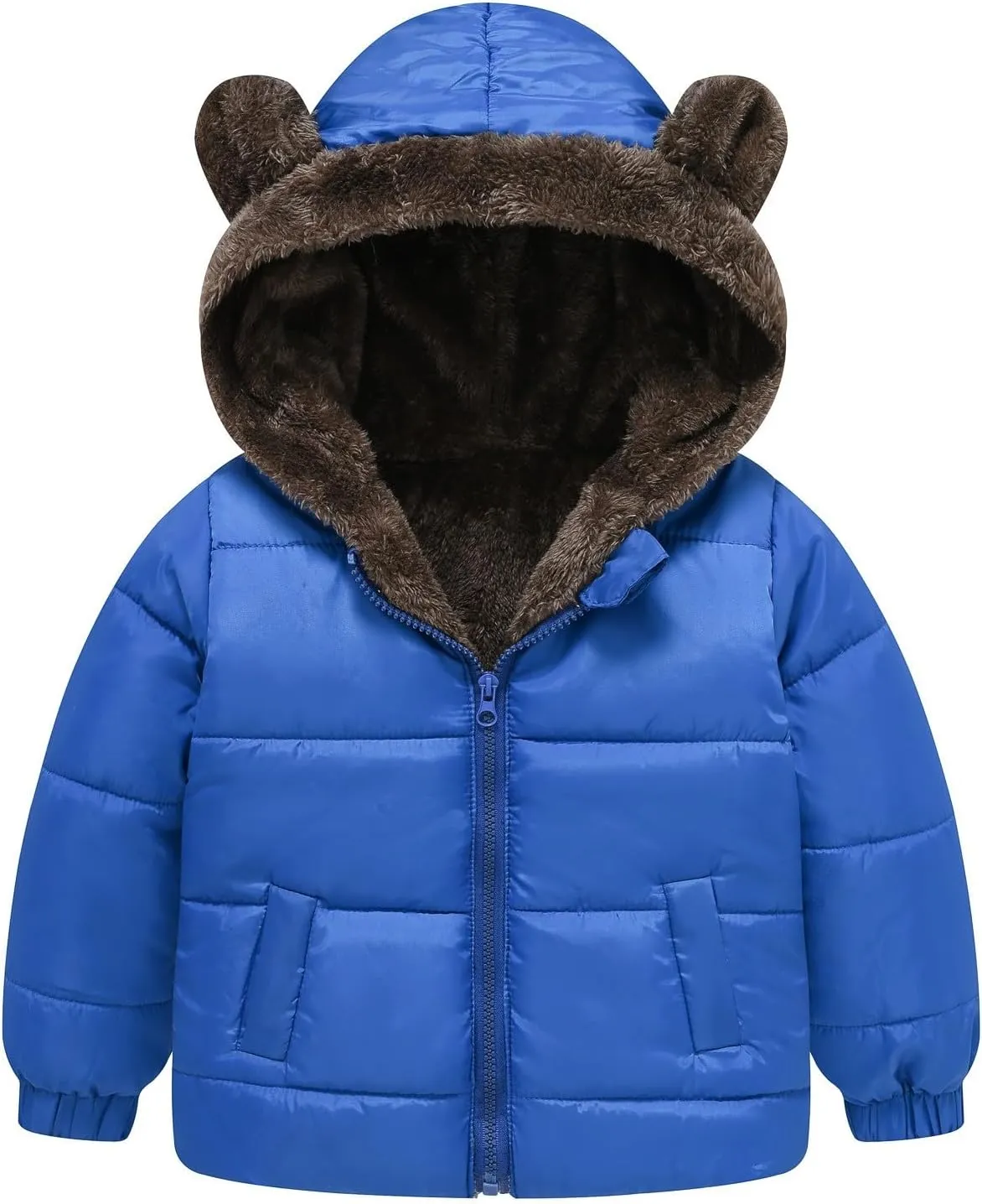 Winter Coats Boys 8 Boys and Girls Middle Children Solid Color Ears Cute Pocket Short Cotton Padded 5t Fall Jacket Boys