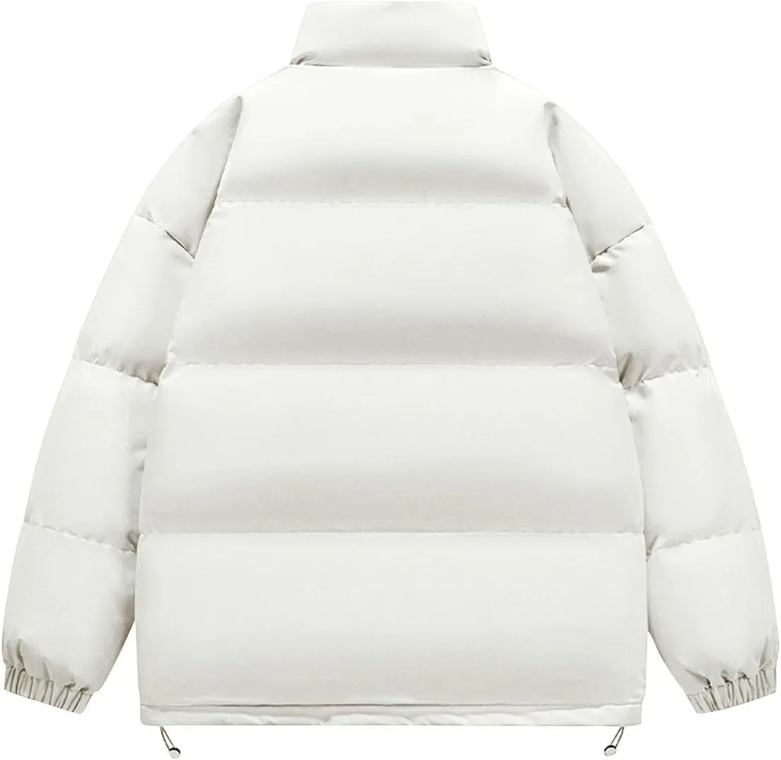 Winter Coats for Men Quilted Cotton Puffer Jacket Couples Thermal Thicken Outerwear Full Zip Warm Jacket with Pockets