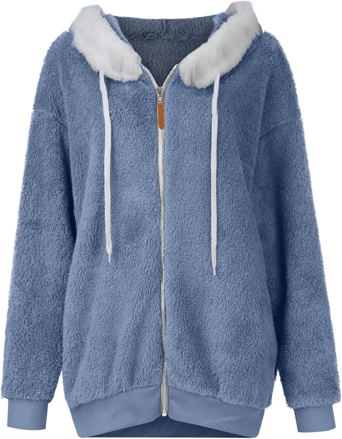 Winter Coats for Women 2024 Long Sleeve Faux Fur Fleece Jacket Zipper Plus Size Hooded Fuzzy Outerwear With Pockets