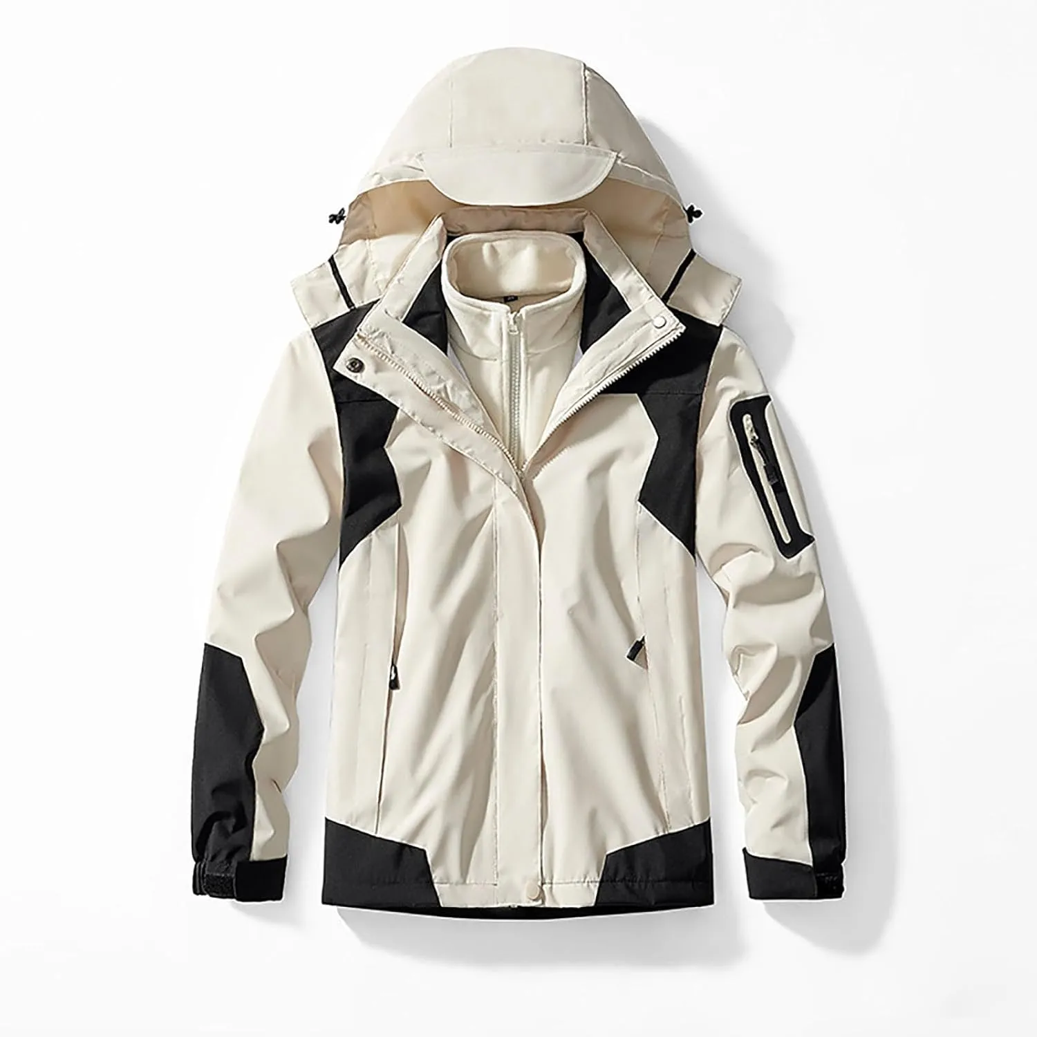 Winter Coats for Women 3 in 1 Snow Ski Jacket Detachable Fleece Warm Hooded Jackets Waterproof Windproof Windbreaker